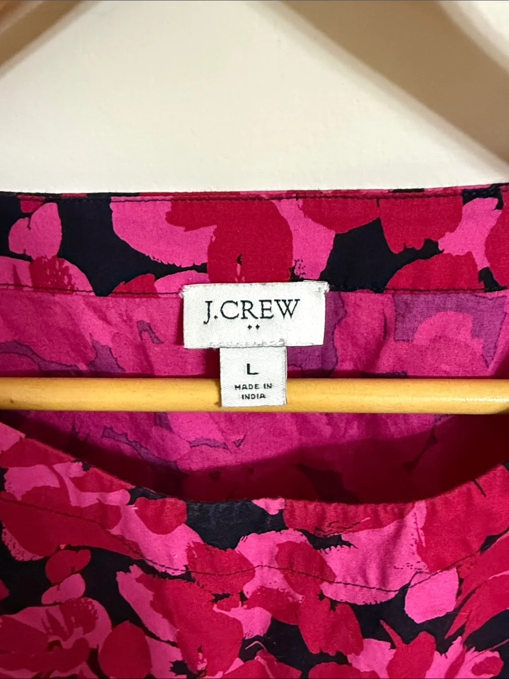 J. Crew Fuchsia and Black Floral Short Sleeve Blouse